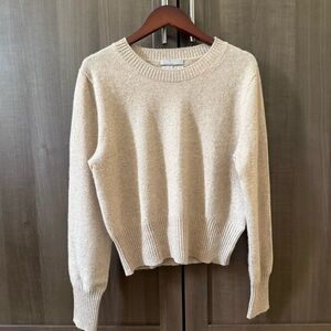 J. Crew Women’s Cashmere Cropped Crewneck  Sweater in Wheat Beige, Size S